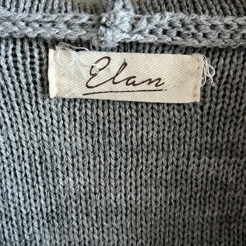 Elan Womens Lace Up Hoodie Sweater Size Small Gray 3/4 Sleeves Oversized BOHO - Picture 7 of 8